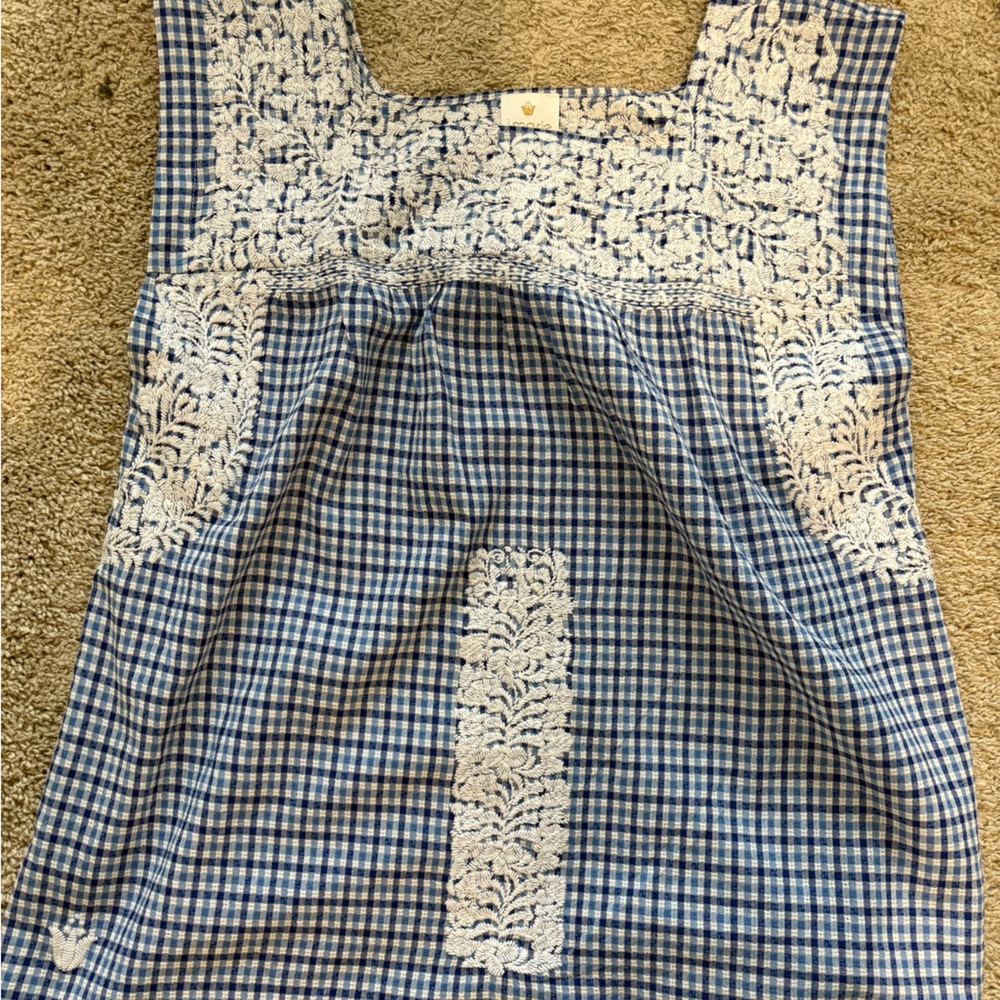 Marie blouse blue and white